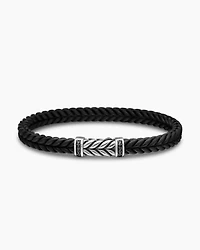 Chevron Bracelet Black Rubber with Diamonds and Sterling Silver
