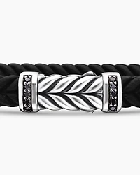 Chevron Bracelet Black Rubber with Diamonds and Sterling Silver