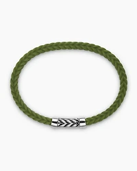 Chevron Bracelet Green Rubber with Sterling Silver, 6mm