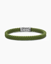 Chevron Bracelet Green Rubber with Sterling Silver, 6mm