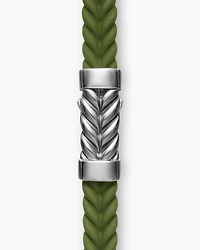 Chevron Bracelet Green Rubber with Sterling Silver, 6mm