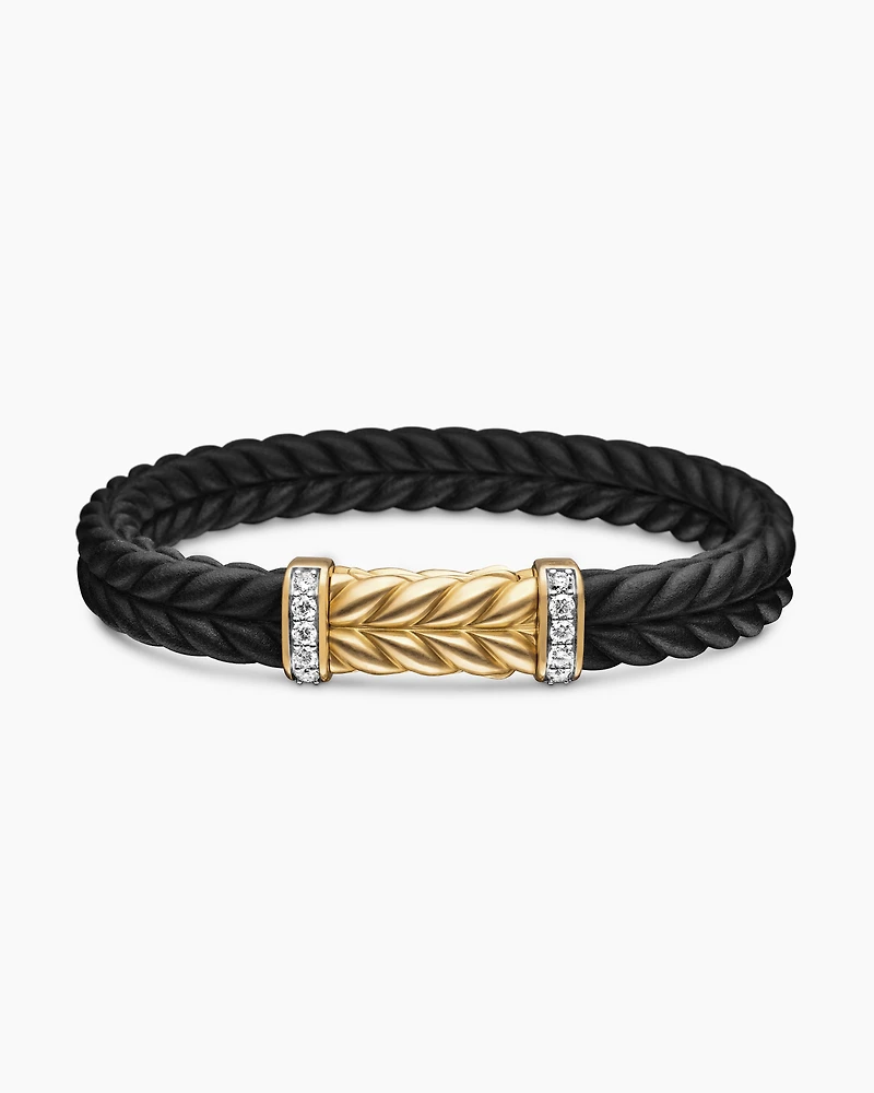 Chevron Rubber Bracelet with 18K Yellow Gold