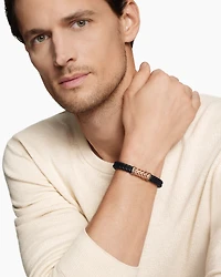 Chevron Bracelet in Black Rubber with 18K Rose Gold and Cognac Diamonds, 9mm