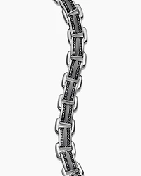 Deco Bevelled Link Bracelet in Sterling Silver with Black Diamonds, 7.5mm