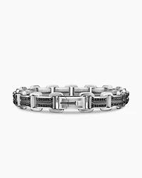 Deco Bevelled Link Bracelet in Sterling Silver with Black Diamonds, 7.5mm