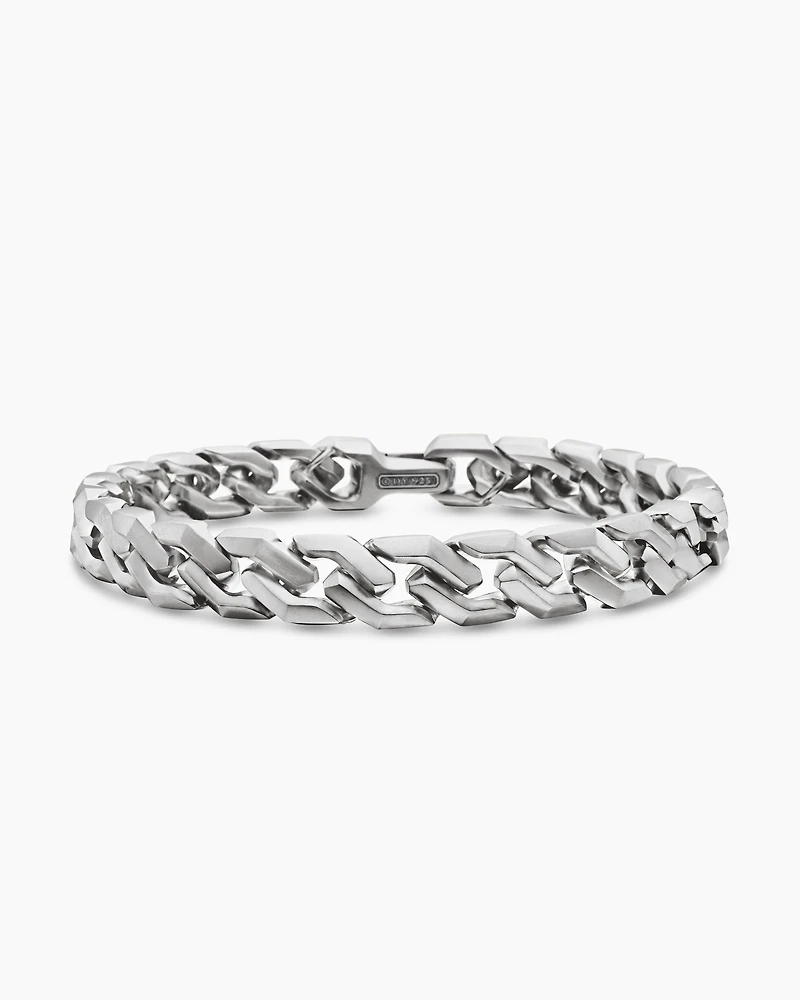 Curb Chain Angular Link Bracelet Sterling Silver, 8.7mm
