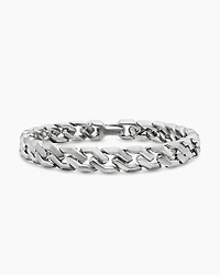 Curb Chain Angular Link Bracelet Sterling Silver, 8.7mm