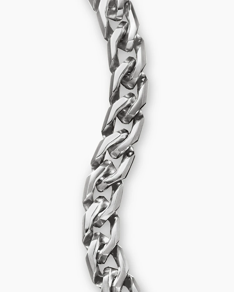 Curb Chain Angular Link Bracelet Sterling Silver, 8.7mm