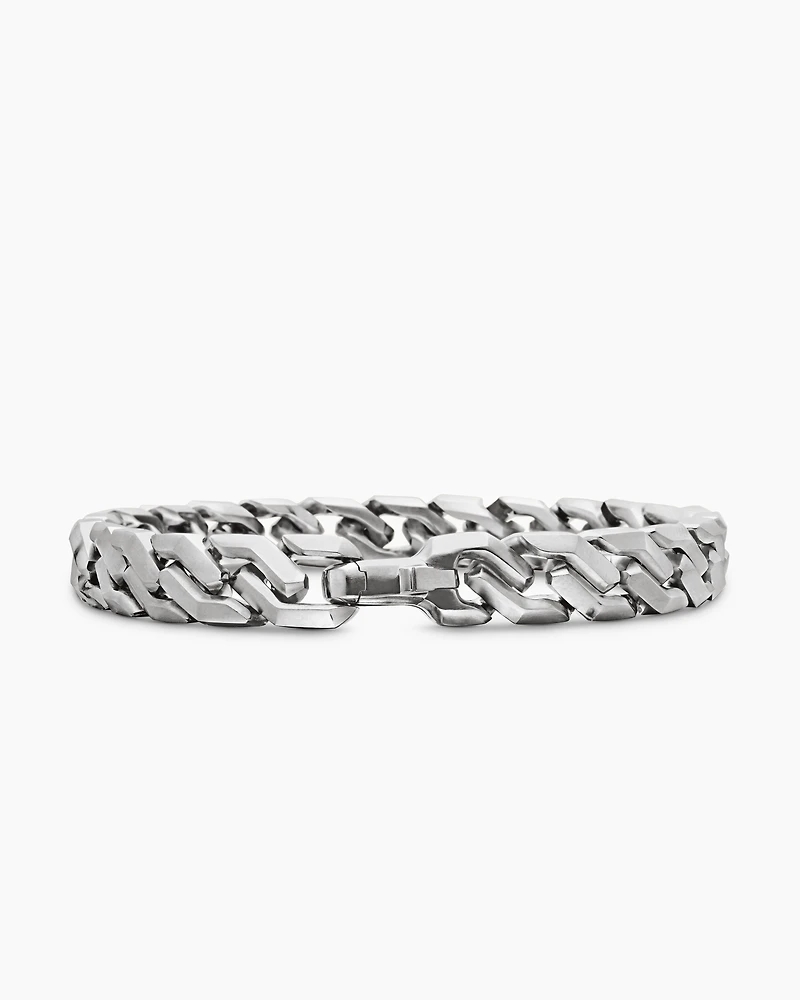 Curb Chain Angular Link Bracelet Sterling Silver, 8.7mm