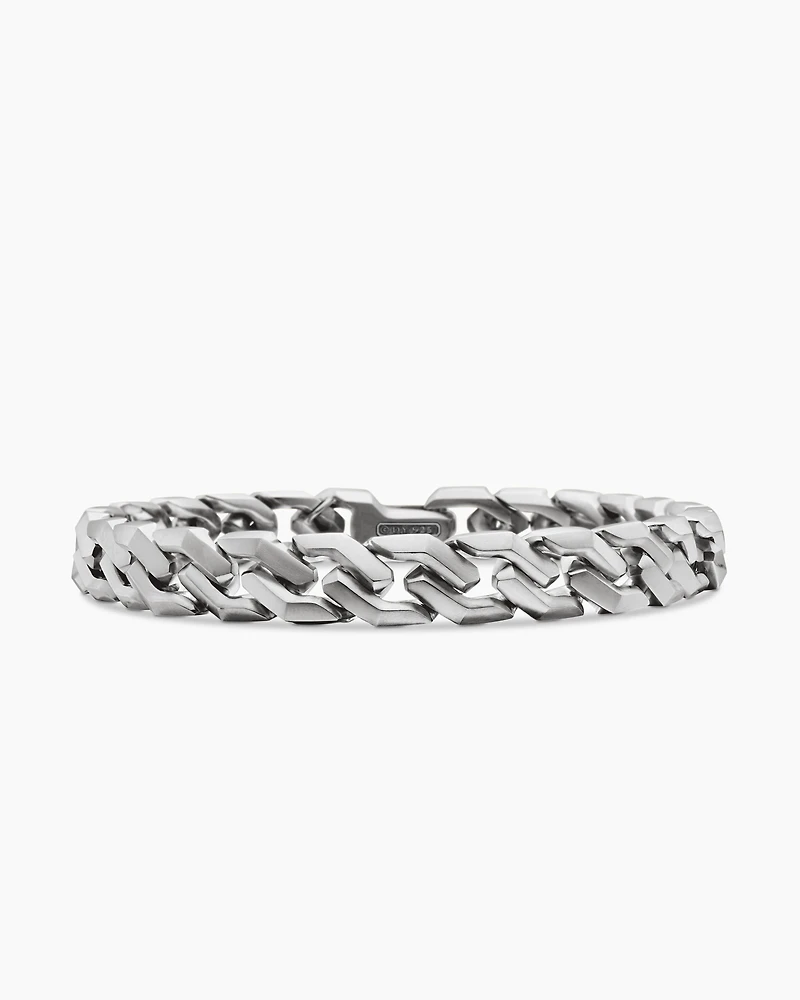 Curb Chain Angular Link Bracelet Sterling Silver, 8.7mm