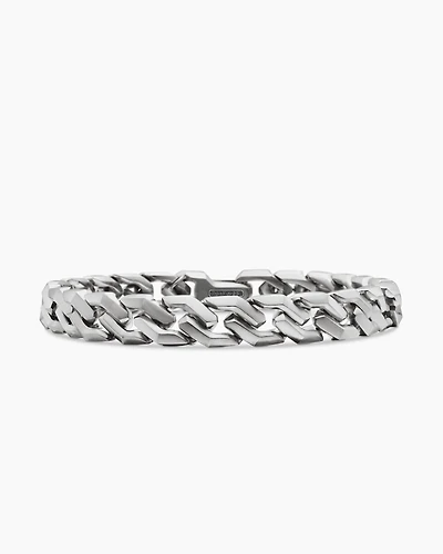 Curb Chain Angular Link Bracelet Sterling Silver, 8.7mm