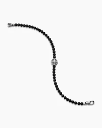 Spiritual Beads Compass Bracelet Sterling Silver with Black Onyx, 4mm