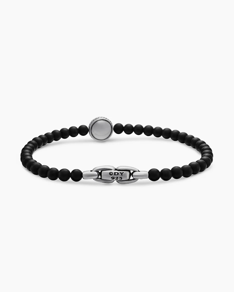Spiritual Beads Compass Bracelet Sterling Silver with Black Onyx, 4mm