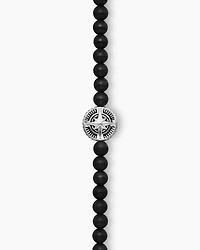 Spiritual Beads Compass Bracelet Sterling Silver with Black Onyx, 4mm