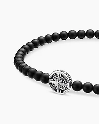 Spiritual Beads Compass Bracelet Sterling Silver with Black Onyx, 4mm