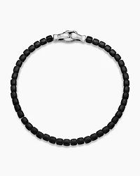Spiritual Beads Cushion Bracelet Sterling Silver with Black Onyx ,4mm