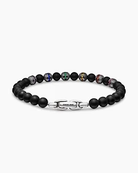 Spiritual Beads Rainbow Bracelet in Sterling Silver with Black Onyx, Sapphires and Tsavorites