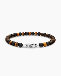 Spiritual Beads Alternating Bracelet Sterling Silver with Black Onyx and Tiger’s Eye, 6mm