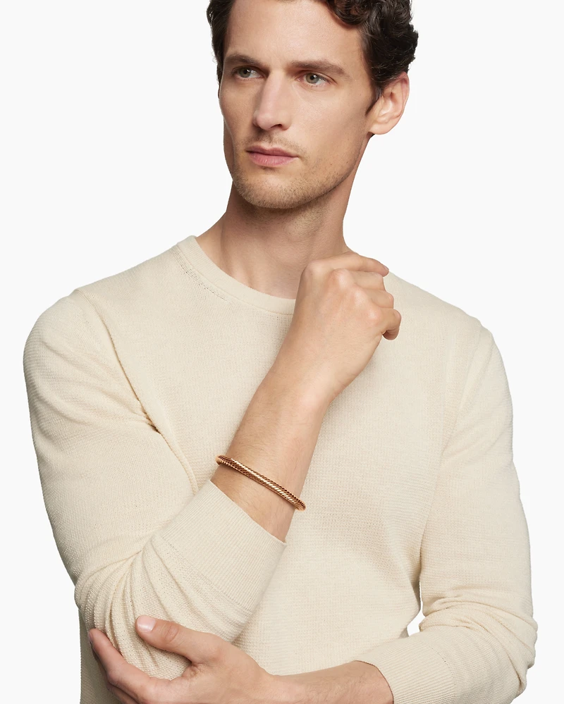 Cable Cuff Bracelet in 18K Rose Gold, 7mm