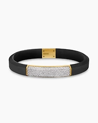 Streamline® ID Bracelet  Black Rubber with Diamonds and 18K Yellow Gold, 10mm