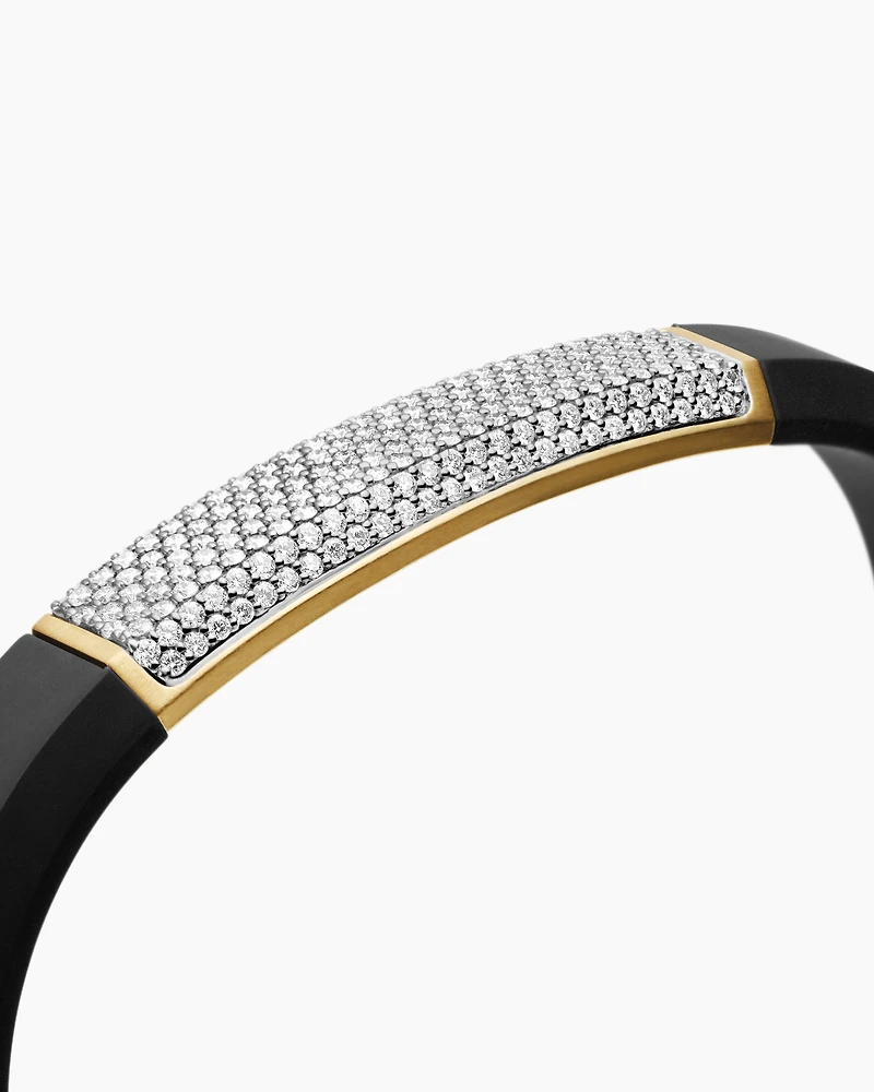 Streamline® ID Bracelet  Black Rubber with Diamonds and 18K Yellow Gold, 10mm