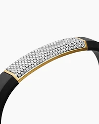 Streamline® ID Bracelet  Black Rubber with Diamonds and 18K Yellow Gold, 10mm