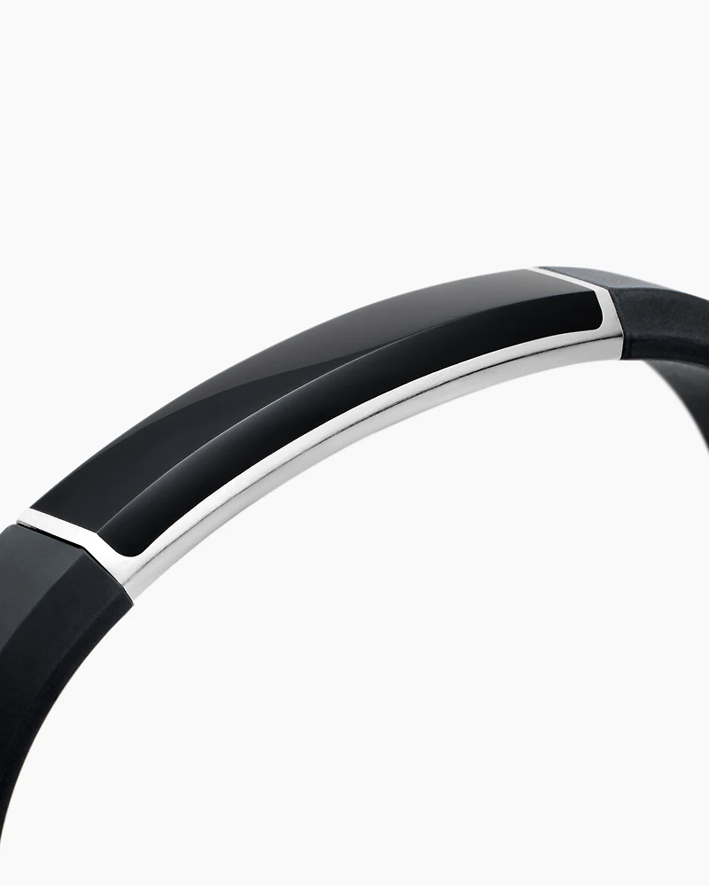 Streamline® ID Bracelet  Black Rubber with Onyx and Sterling Silver, 10mm