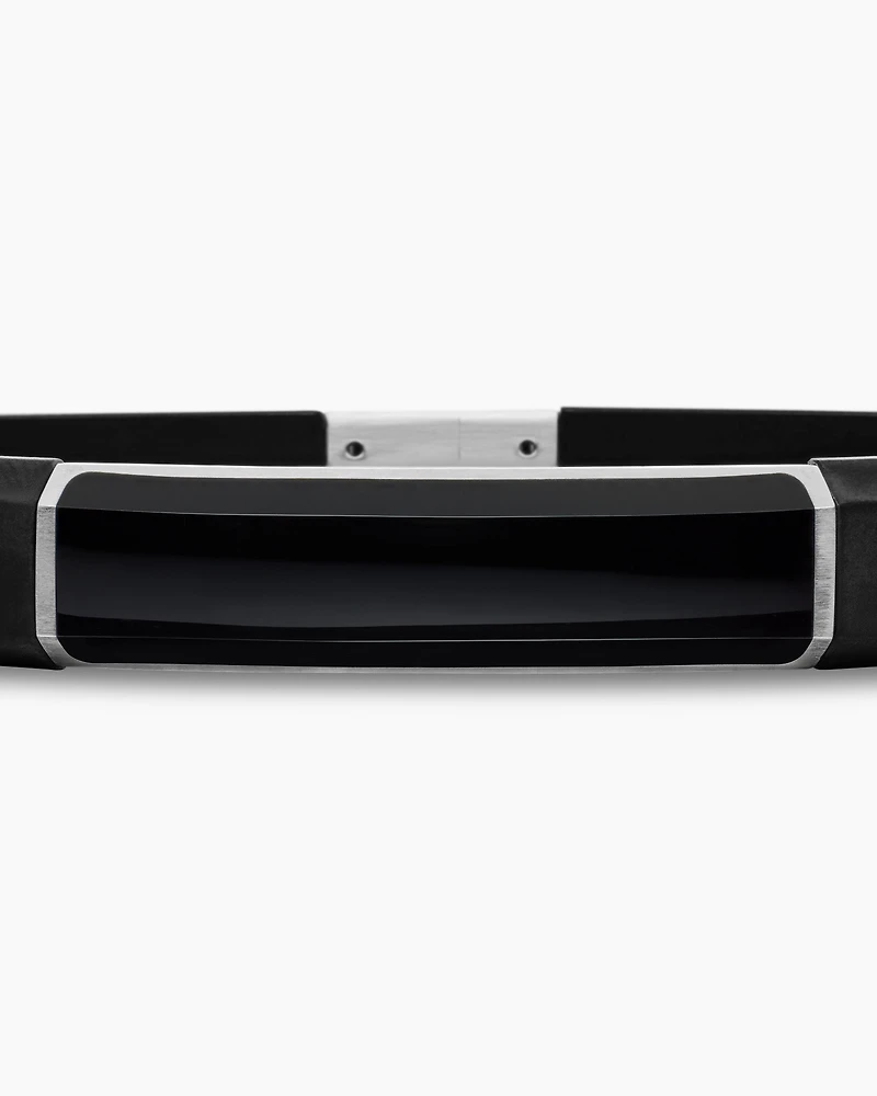 Streamline® ID Bracelet  Black Rubber with Onyx and Sterling Silver, 10mm