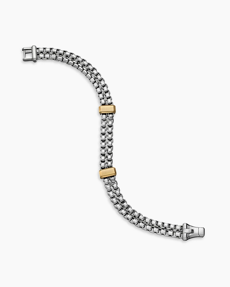 Double Box Chain Bracelet with 18K Yellow Gold