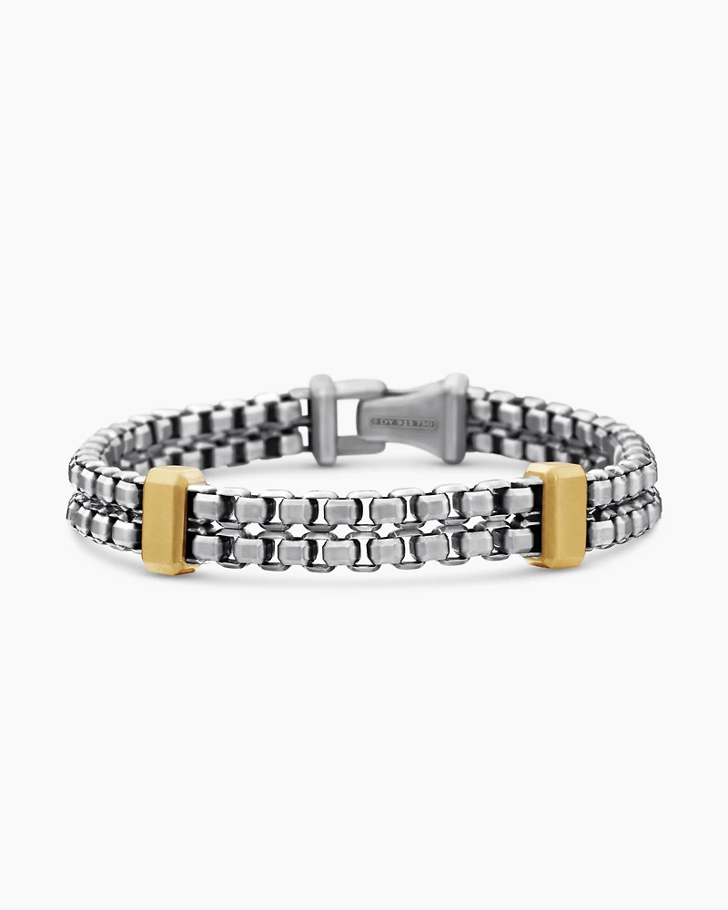 Double Box Chain Bracelet with 18K Yellow Gold