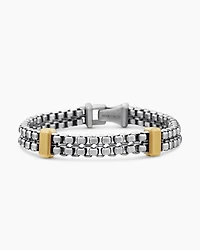 Double Box Chain Bracelet with 18K Yellow Gold