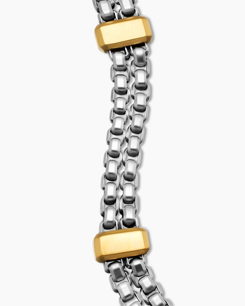 Double Box Chain Bracelet with 18K Yellow Gold