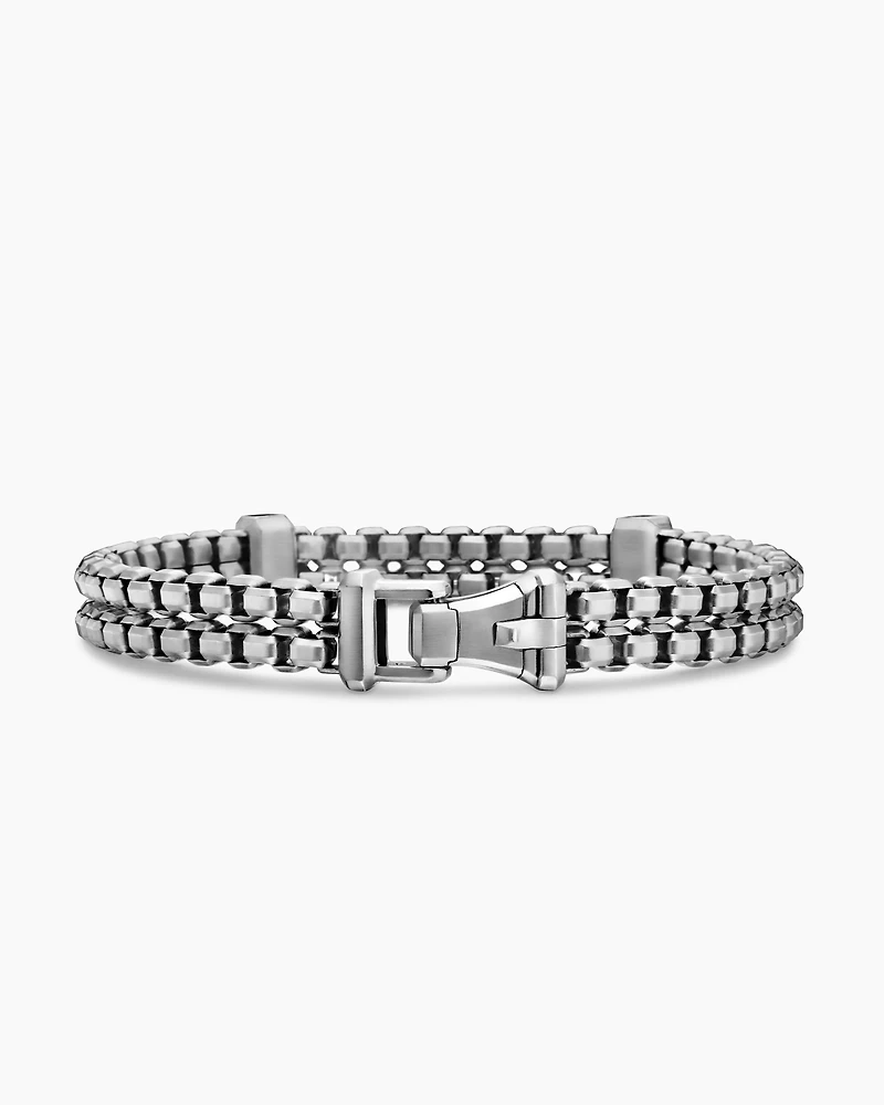 Double Box Chain Bracelet with 18K Yellow Gold