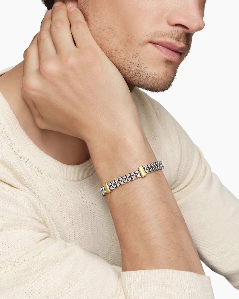 Double Box Chain Bracelet with 18K Yellow Gold