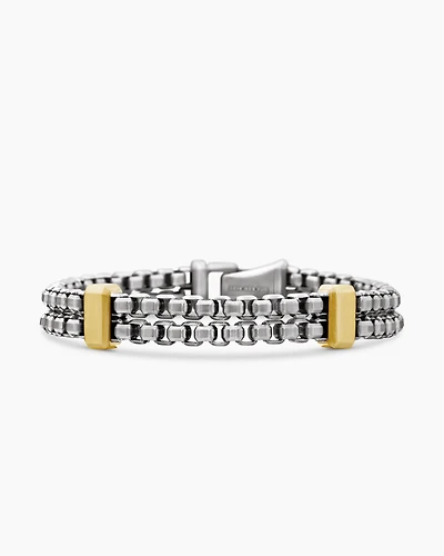 Double Box Chain Bracelet with 18K Yellow Gold