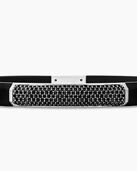 Streamline® ID Bracelet in Black Rubber with Black Diamonds and Sterling Silver, 8mm