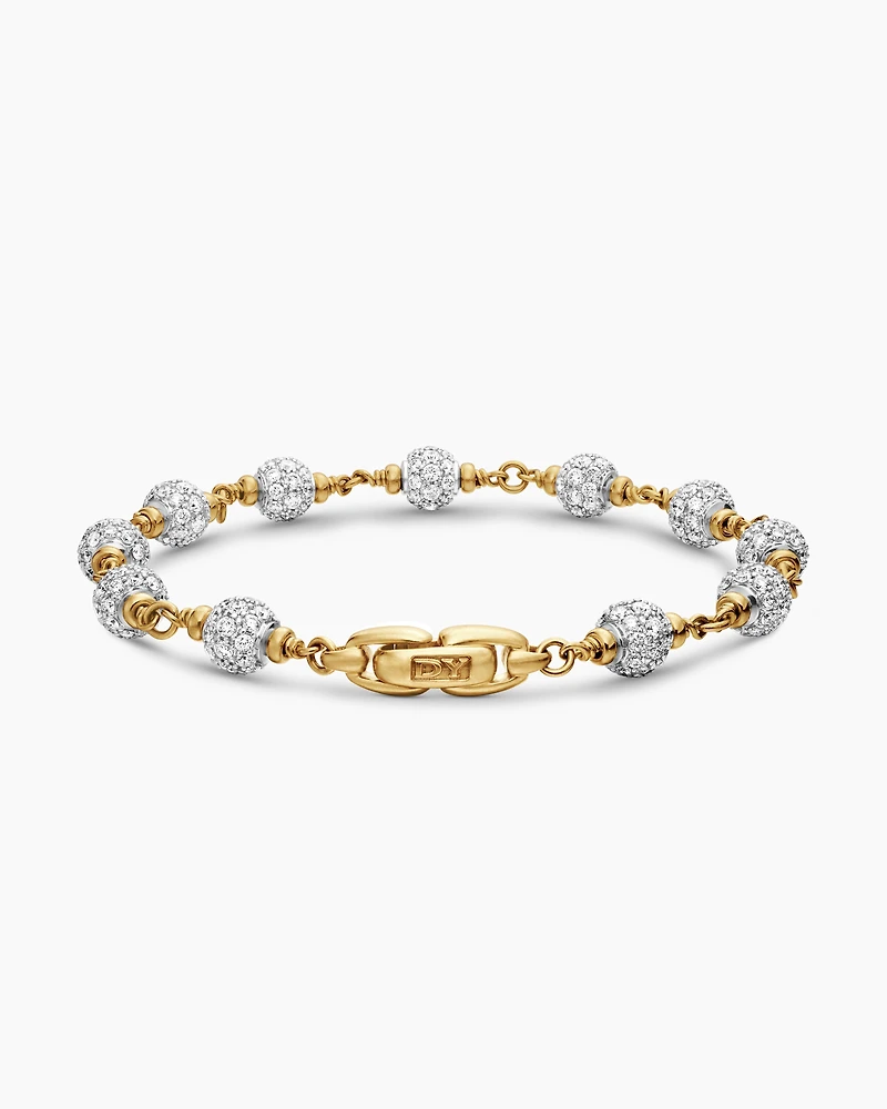 Spiritual Beads Rosary Bracelet in 18K Yellow Gold with Diamonds, 6mm