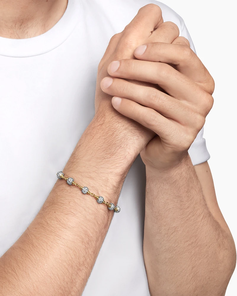Spiritual Beads Rosary Bracelet in 18K Yellow Gold with Diamonds, 6mm