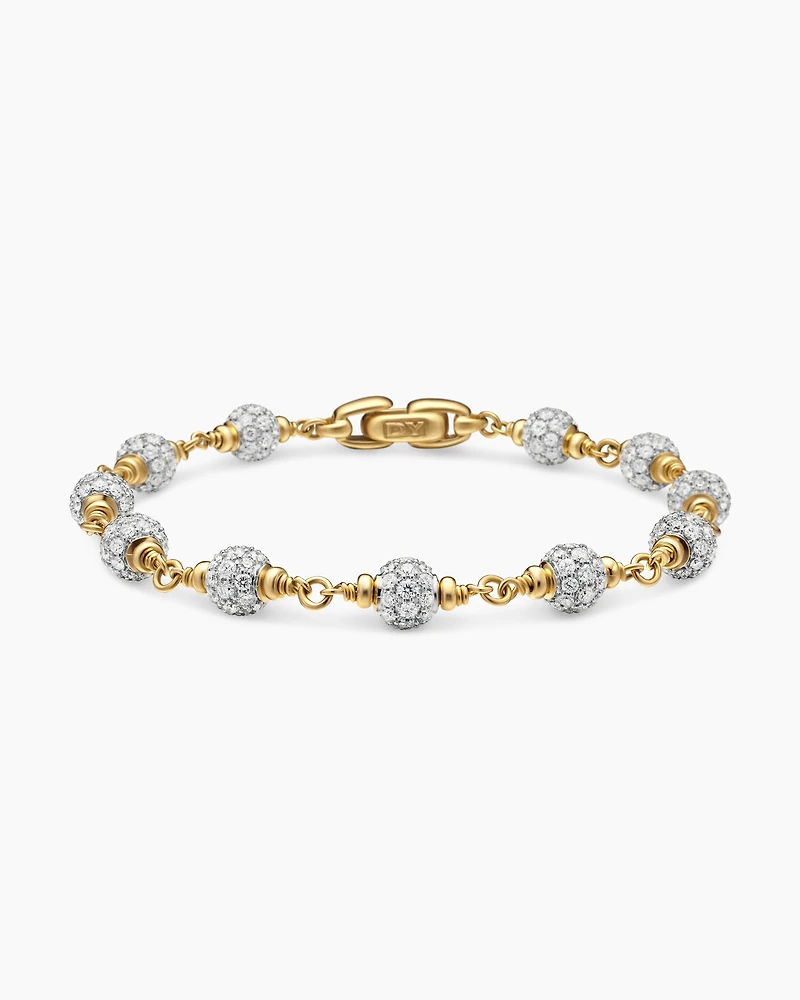 Spiritual Beads Rosary Bracelet in 18K Yellow Gold with Diamonds, 6mm
