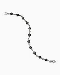 Spiritual Beads Bracelet Sterling Silver with Black Onyx and Diamonds, 6mm