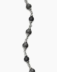 Spiritual Beads Bracelet Sterling Silver with Black Onyx and Diamonds, 6mm