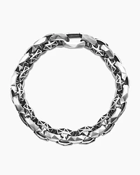 Torqued Faceted Link Bracelet Sterling Silver with Black Diamonds, 11.6mm
