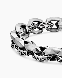 Torqued Faceted Link Bracelet Sterling Silver with Black Diamonds, 11.6mm