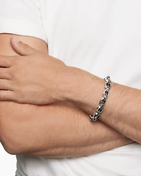 Torqued Faceted Link Bracelet Sterling Silver with Black Diamonds, 11.6mm