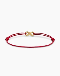 Infinity Link Cord Bracelet Red Nylon with 18K Yellow Gold, 9mm