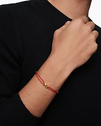 Infinity Link Cord Bracelet Red Nylon with 18K Yellow Gold, 9mm