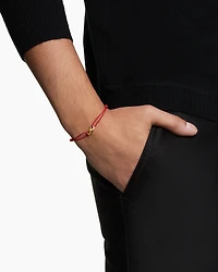 Infinity Link Cord Bracelet Red Nylon with 18K Yellow Gold, 9mm