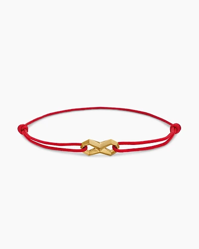 Infinity Link Cord Bracelet Red Nylon with 18K Yellow Gold, 9mm