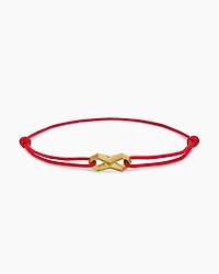 Infinity Link Cord Bracelet Red Nylon with 18K Yellow Gold, 9mm