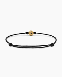 Evil Eye Cord Bracelet in Black Nylon with 18K Yellow Gold and Sapphire, 7.7mm